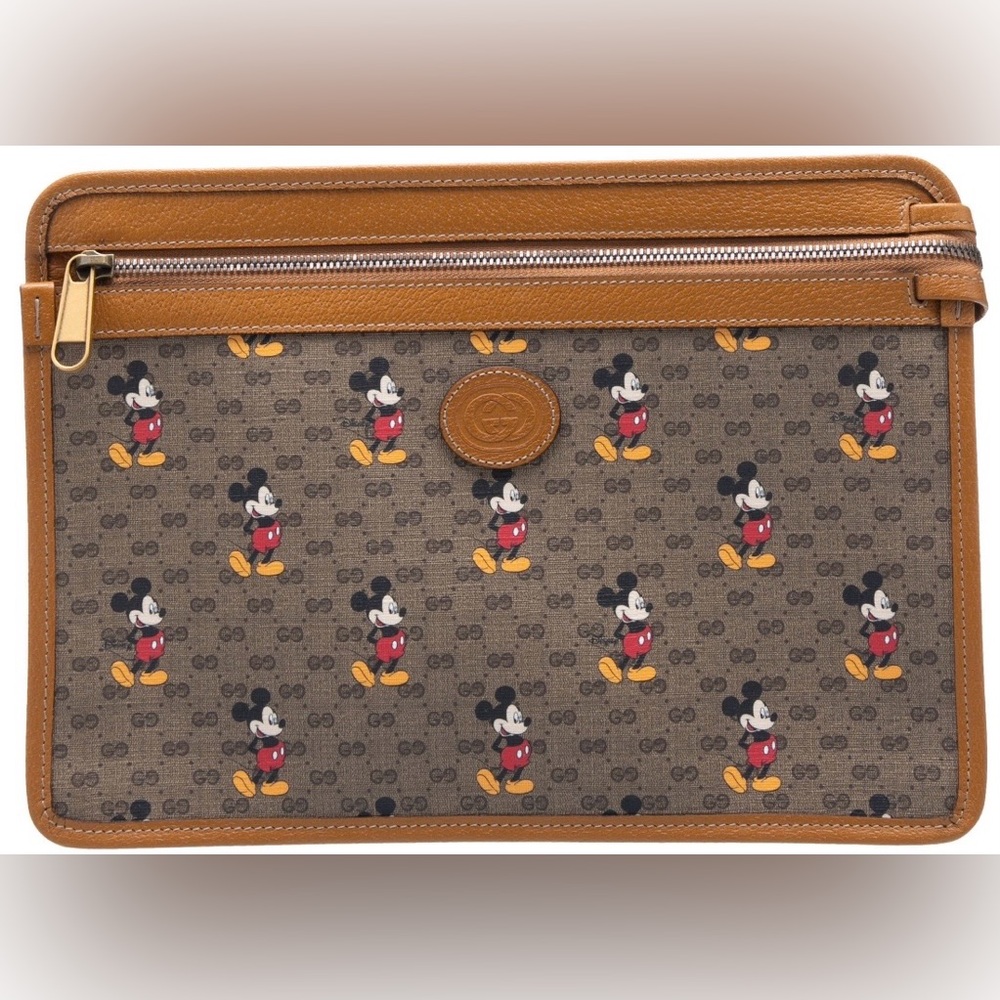 GUCCI DISNEY x MICKEY MOUSE MICRO GG SIGNATURE HANDBAG CLUTCH POUCH PORTFOLIO